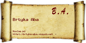 Brtyka Aba névjegykártya
